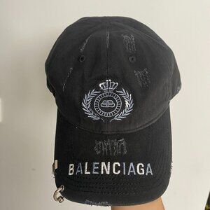 Balenciaga Ripped-Edge Embroidered Baseball Cap